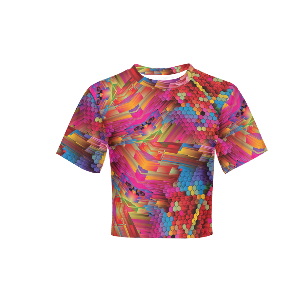 Colorful Spirals Women’s Short Sleeve Cropped T-Shirt - Swagger Art Store |