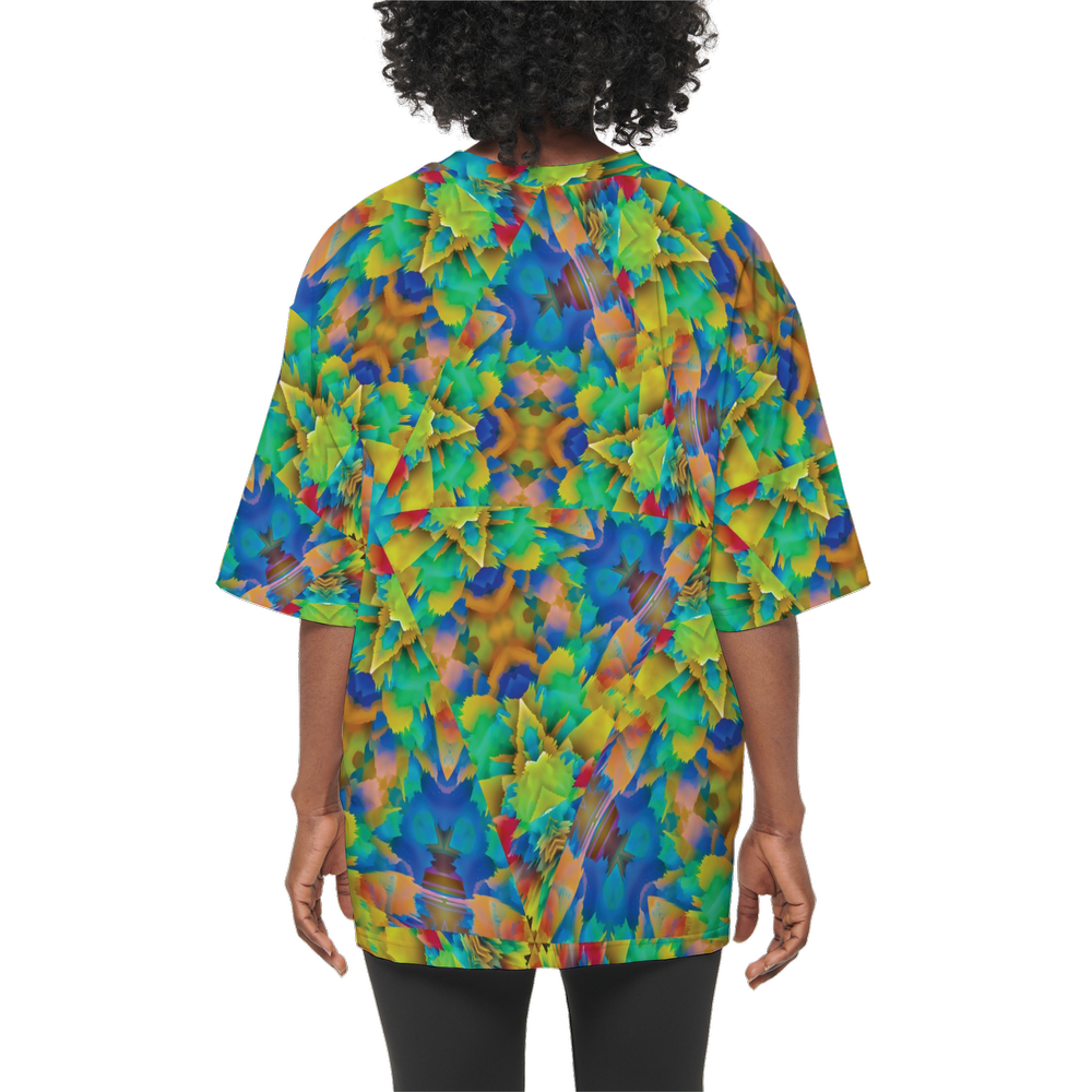 Colorful Chaos Women’s Oversized Short-Sleeve T-Shirt - Swagger Art Store |