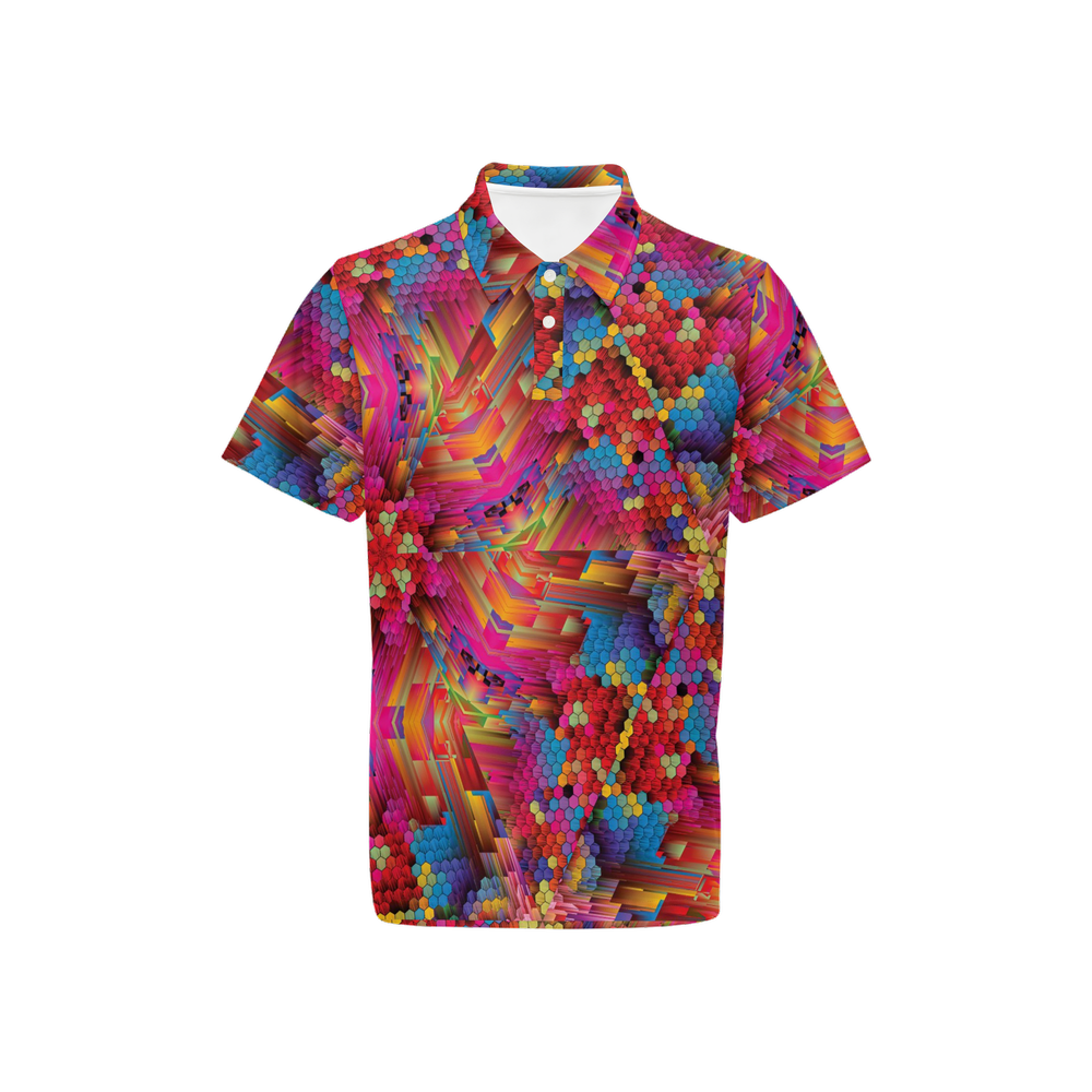 Colorful Spirals Men’s Classic Fit Short-Sleeve Polo Shirt - Swagger Art Store |