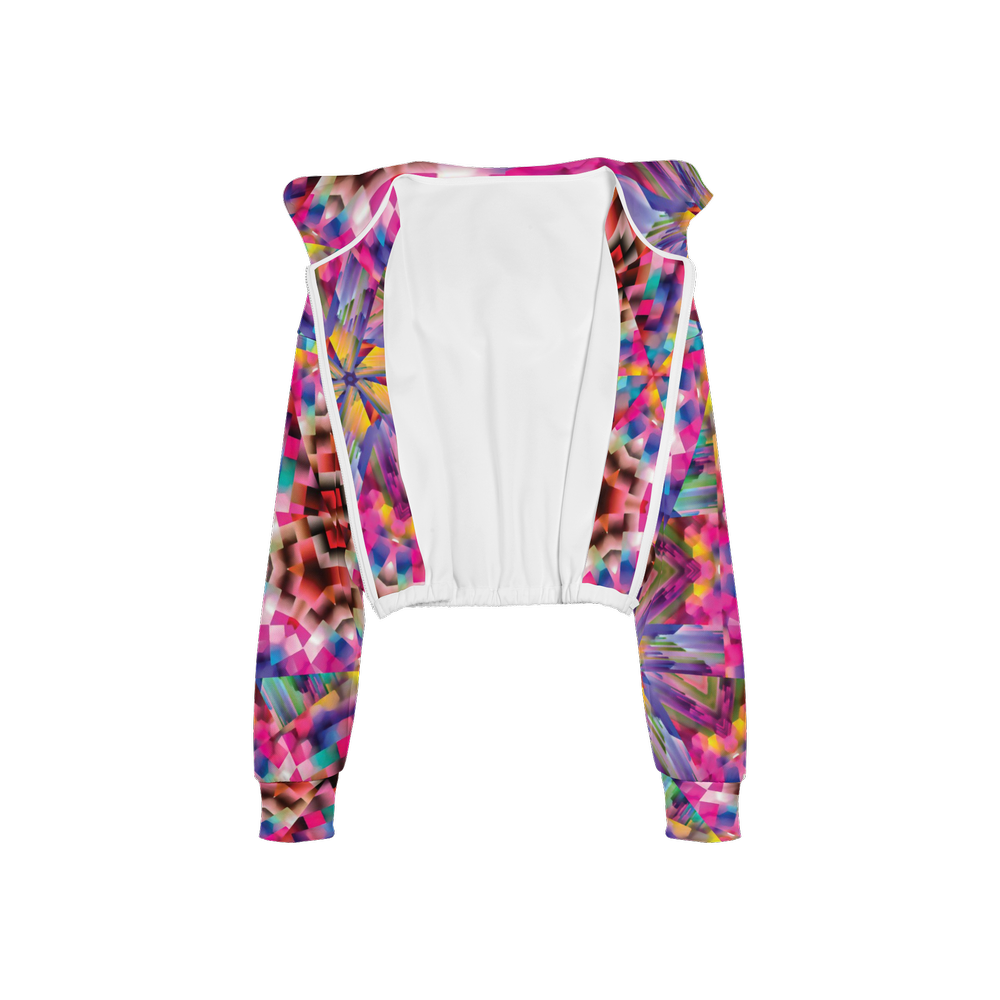 Colorful illusion Women’s Cropped Full-Zip Jacket - Swagger Art Store |