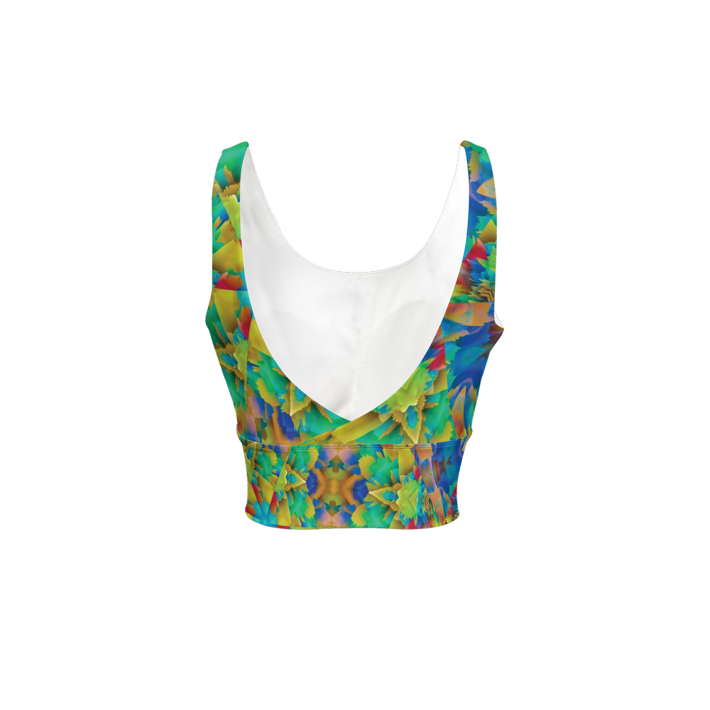 Colorful Chaos Women’s Longline V-Shape-Back Sports Bra - Swagger Art Store |