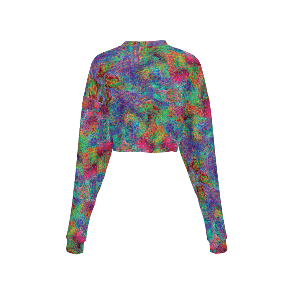 Chromatic Abstraction Women’s Cropped Crewneck Sweatshirt - Swagger Art Store |