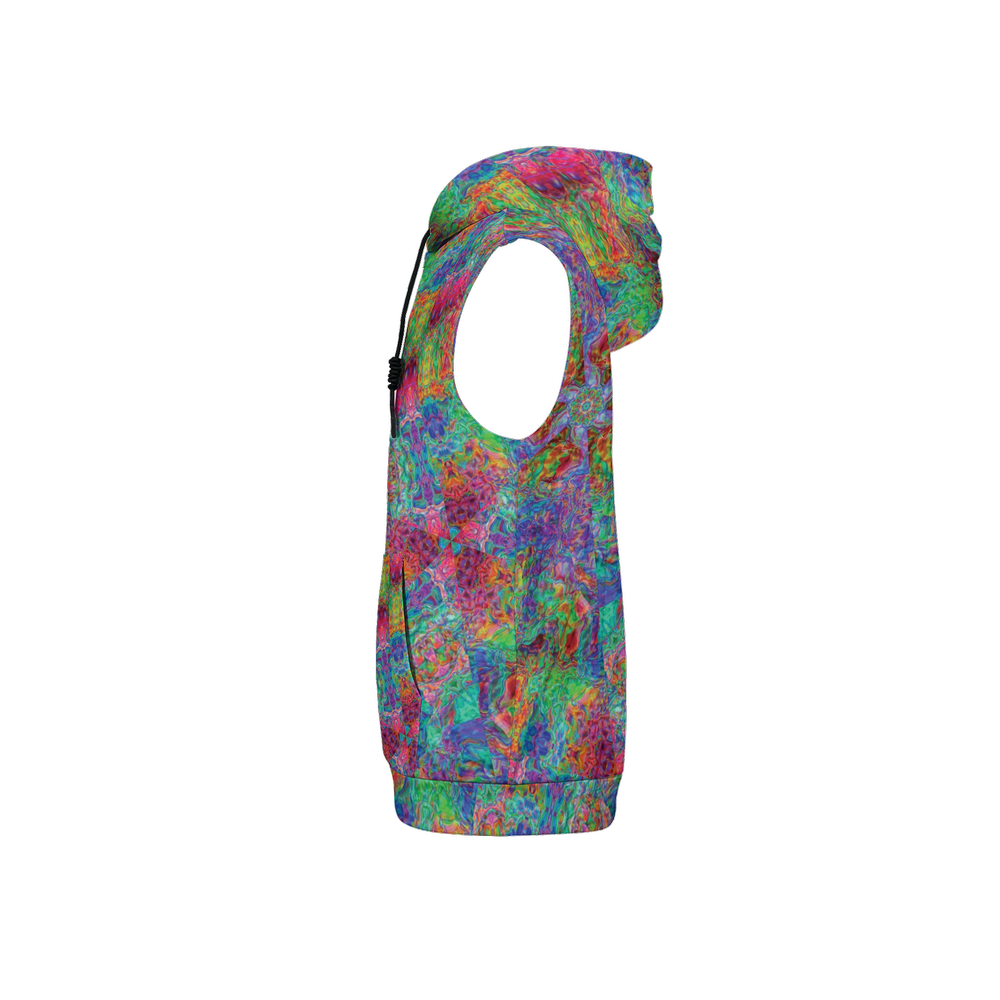 Chromatic Abstraction Unisex Regular Fit Sleeveless Pullover Hoodie - Swagger Art Store |