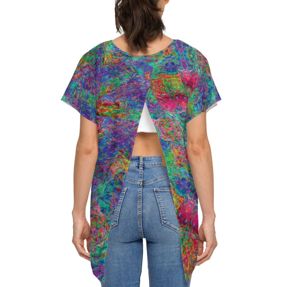 Chromatic Abstraction Women's Open Back Short-Sleeve T-shirt - Swagger Art Store |