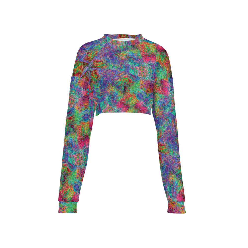 Chromatic Abstraction Women’s Cropped Crewneck Sweatshirt - Swagger Art Store |