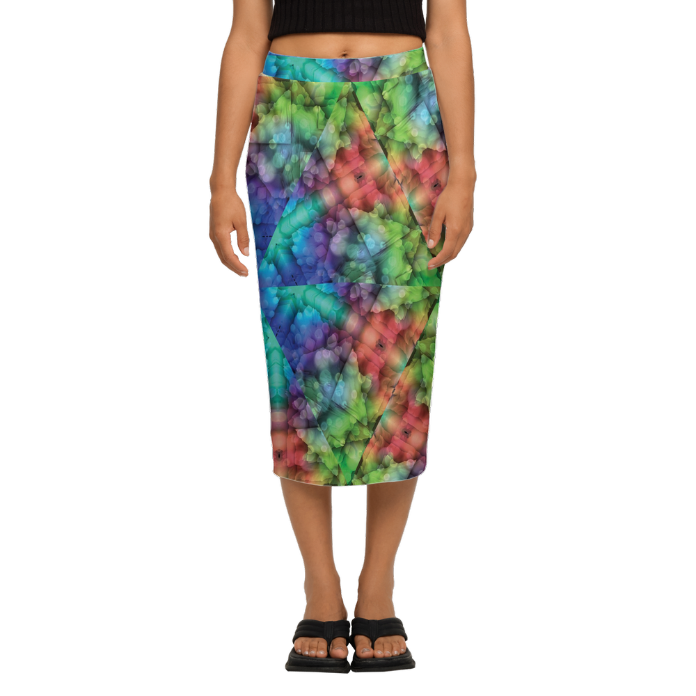 Colorful Dreams Explosion Women’s Back Split Pencil Skirt - Swagger Art Store |