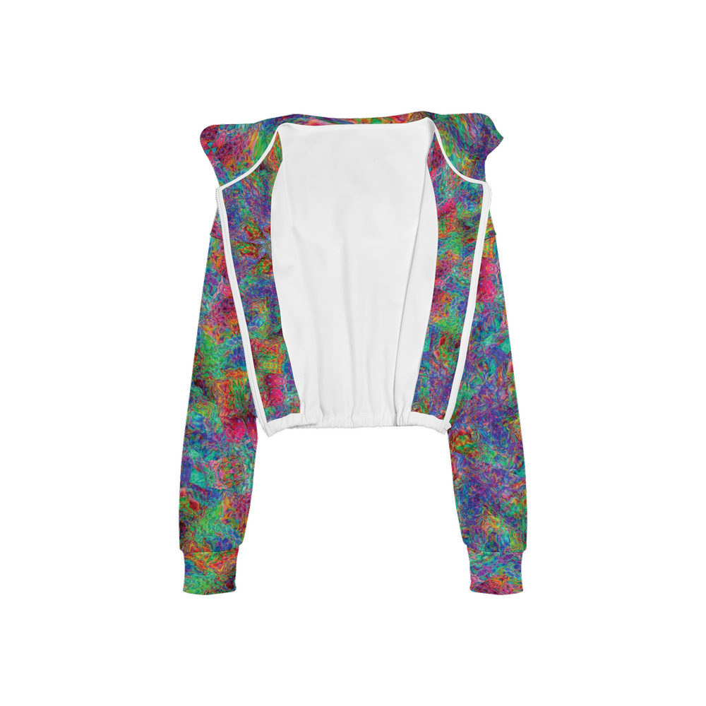 Chromatic Abstraction Women’s Cropped Full-Zip Jacket - Swagger Art Store |