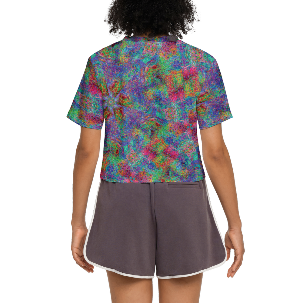 Chromatic Abstraction Women’s Short Sleeve Cropped T-Shirt - Swagger Art Store |