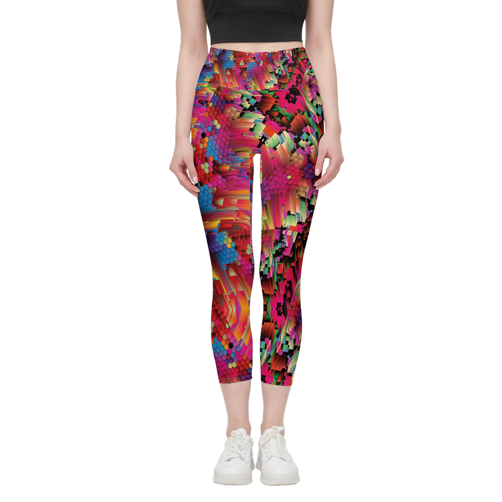 Abstract Color Explosion Women’s High-Rise Leggings 28" - Swagger Art Store |