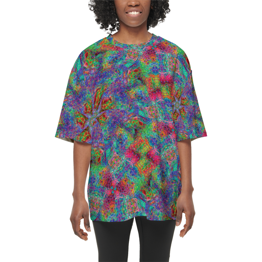 Chromatic Abstraction Women’s Oversized Short-Sleeve T-Shirt - Swagger Art Store |