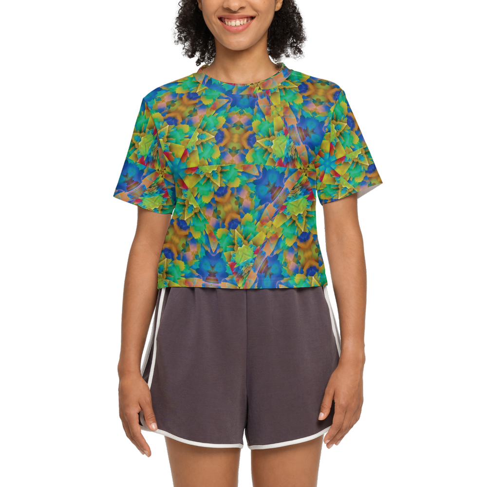 Colorful Chaos Women’s Short Sleeve Cropped T-Shirt - Swagger Art Store |