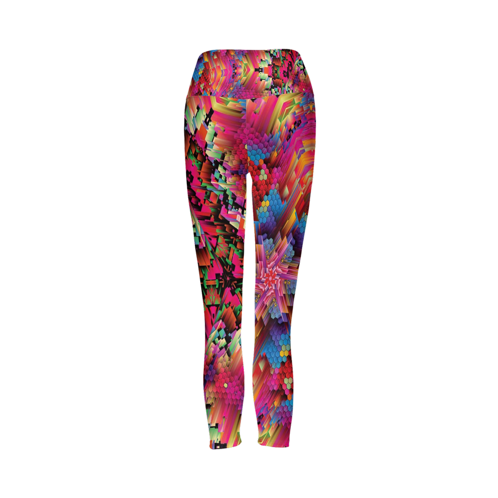 Abstract Color Explosion Women’s High-Rise Leggings 28" - Swagger Art Store |