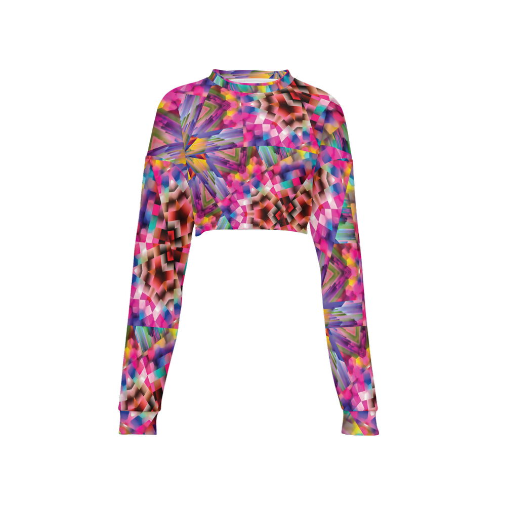 Colorful illusion Women’s Cropped Crewneck Sweatshirt - Swagger Art Store |