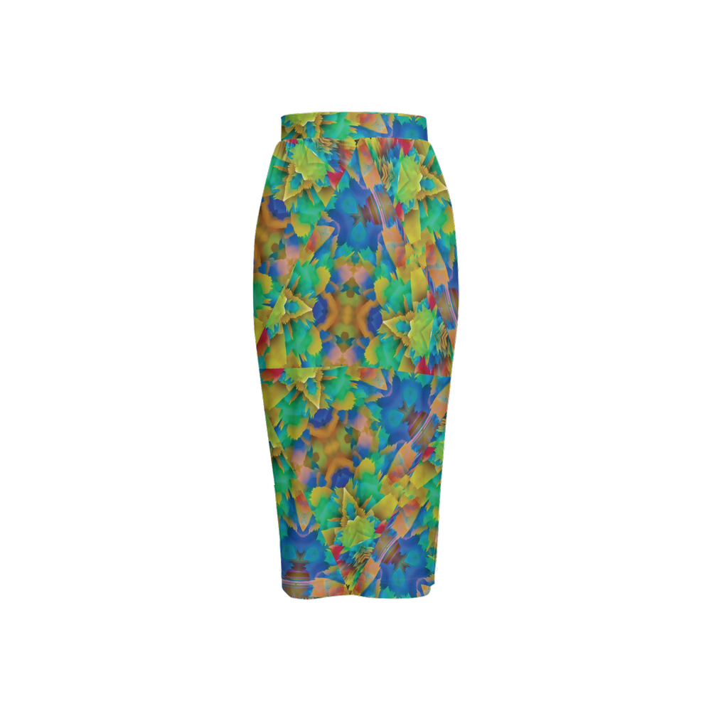 Colorful Chaos Women’s Back Split Pencil Skirt - Swagger Art Store |