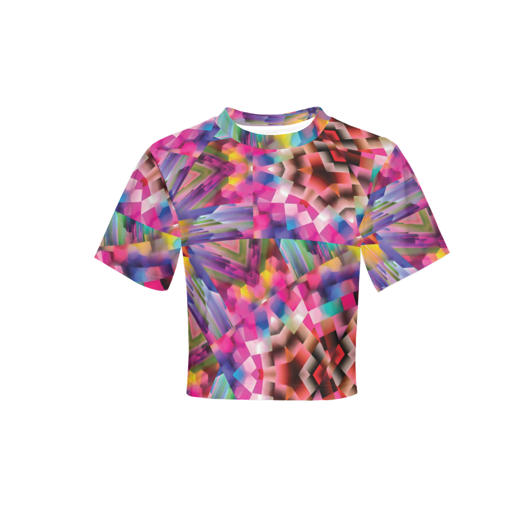 colorful illusion Women’s Short Sleeve Cropped T-Shirt - Swagger Art Store | XS