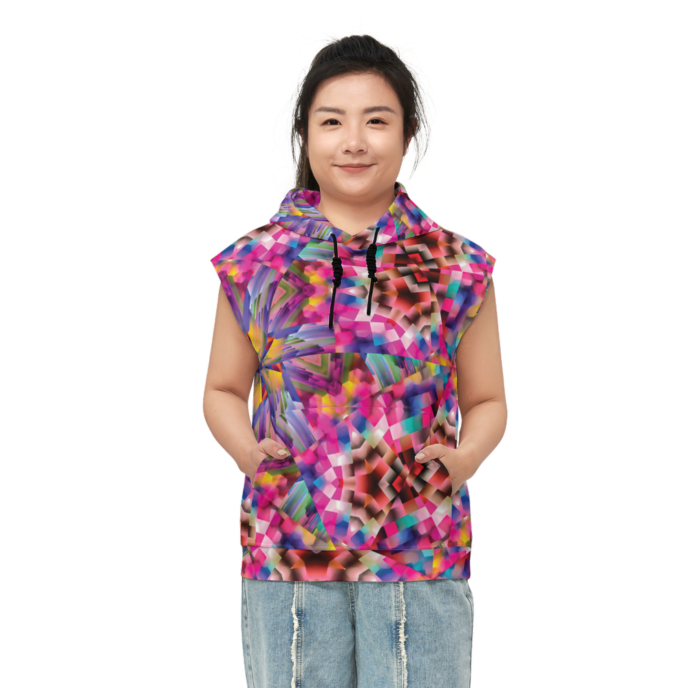 Colorful illusion Unisex Regular Fit Sleeveless Pullover Hoodie - Swagger Art Store |
