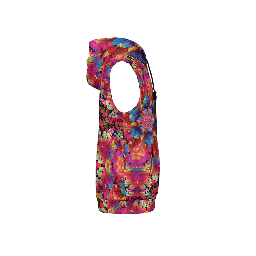 Abstract Color Explosion Unisex Regular Fit Sleeveless Pullover Hoodie - Swagger Art Store |