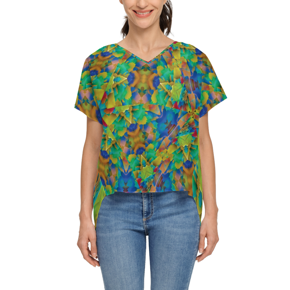 Colorful Chaos Women's Open Back Short-Sleeve T-shirt - Swagger Art Store |