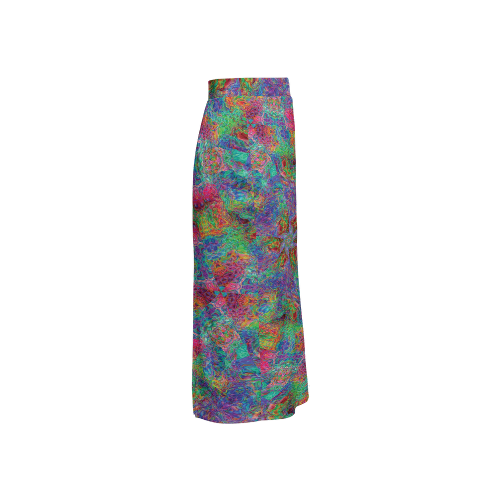 Chromatic Abstraction Women’s Back Split Pencil Skirt - Swagger Art Store |