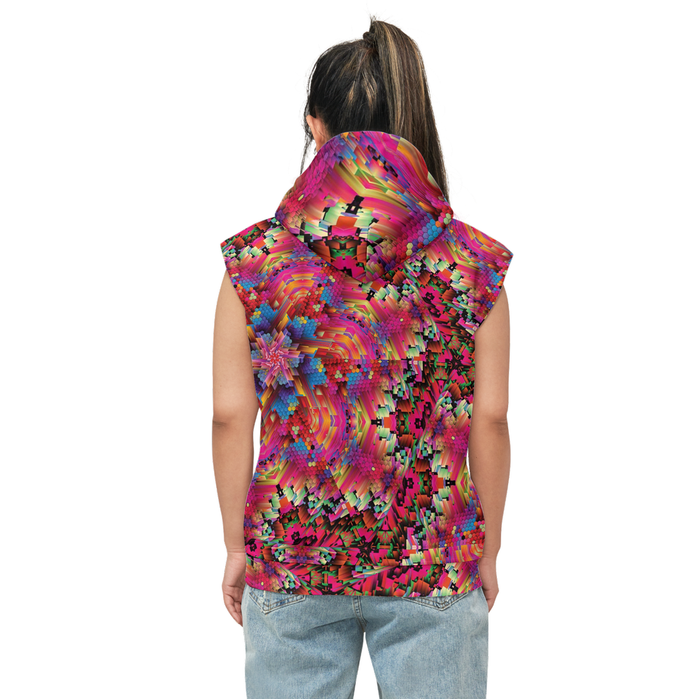 Abstract Color Explosion Unisex Regular Fit Sleeveless Pullover Hoodie - Swagger Art Store |