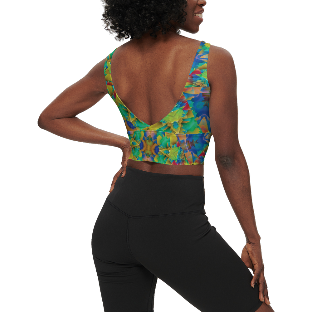 Colorful Chaos Women’s Longline V-Shape-Back Sports Bra - Swagger Art Store |