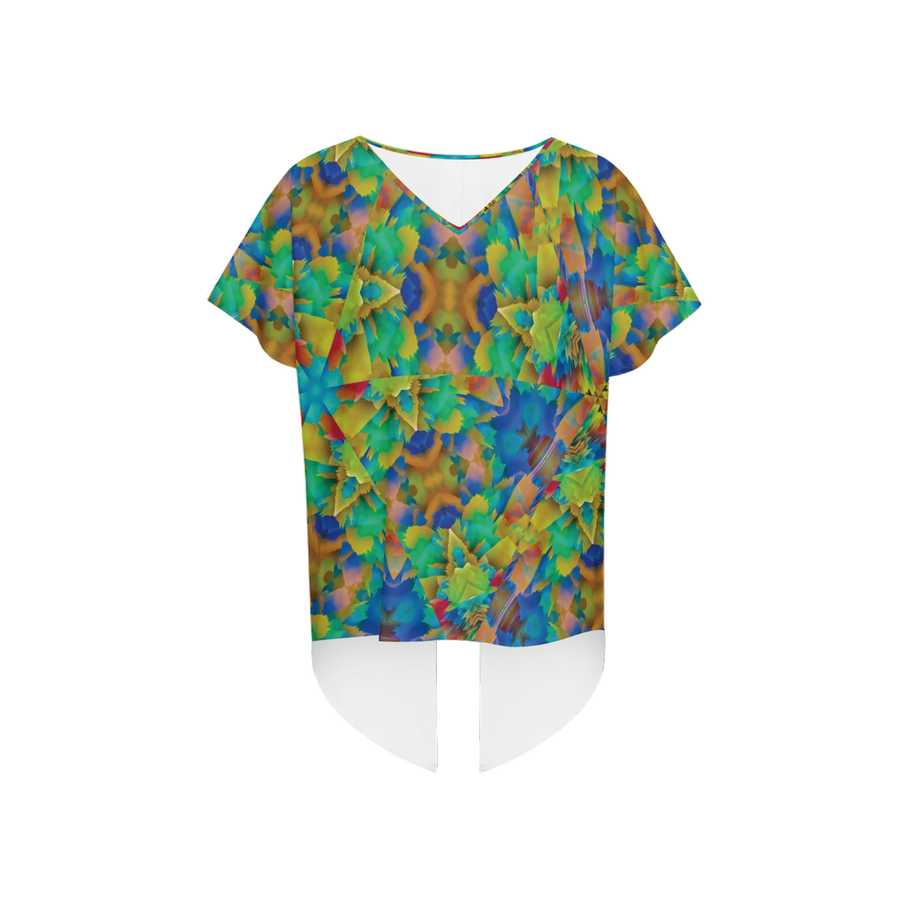 Colorful Chaos Women's Open Back Short-Sleeve T-shirt - Swagger Art Store |