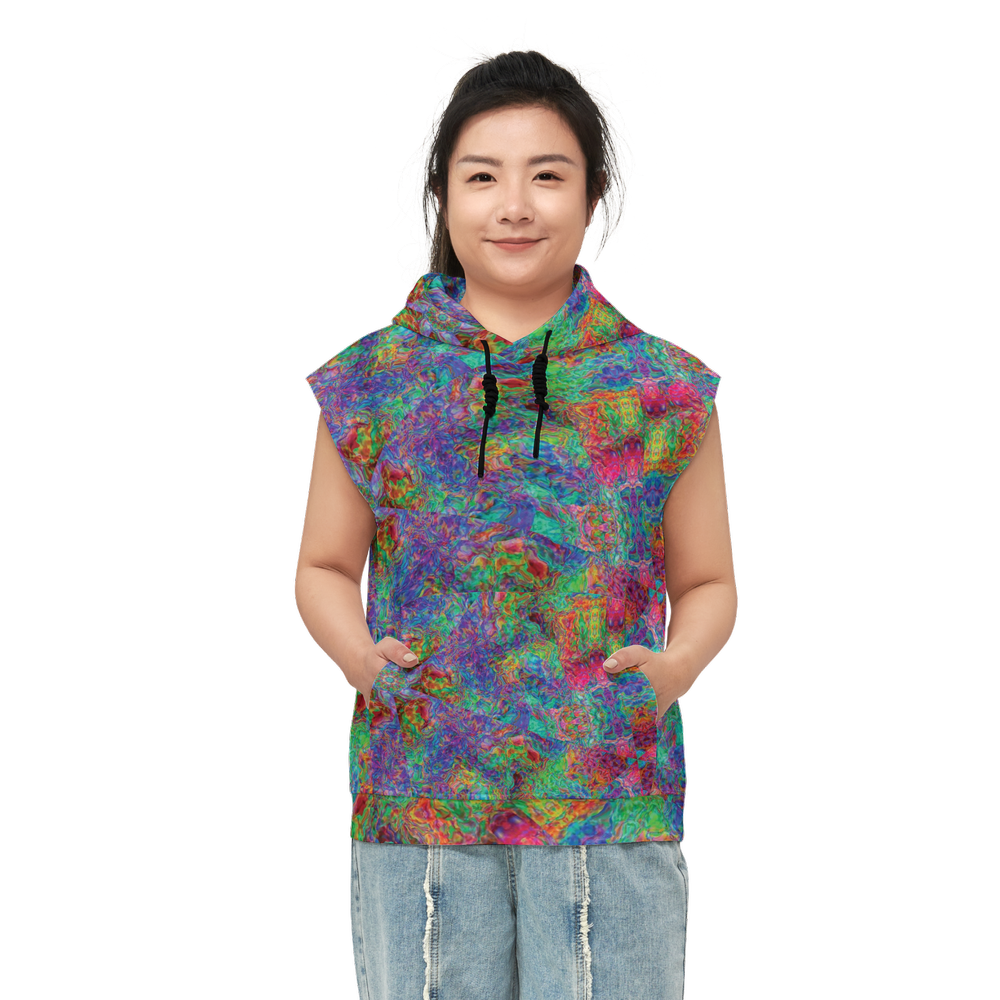 Chromatic Abstraction Unisex Regular Fit Sleeveless Pullover Hoodie - Swagger Art Store |
