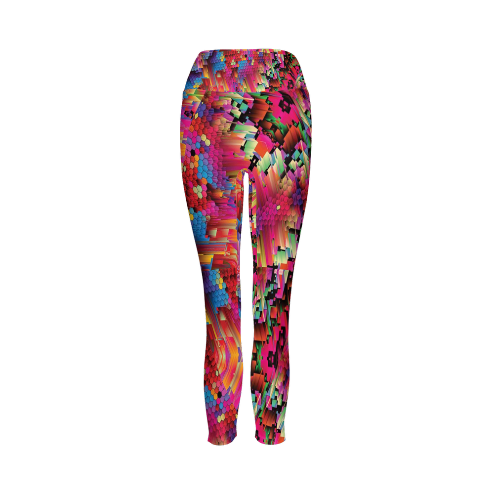 Abstract Color Explosion Women’s High-Rise Leggings 28" - Swagger Art Store |