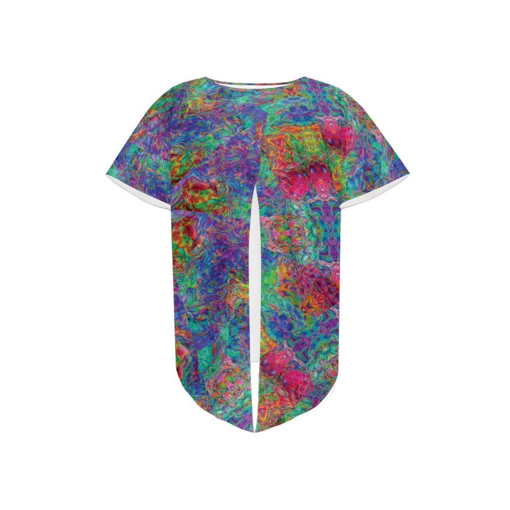 Chromatic Abstraction Women's Open Back Short-Sleeve T-shirt - Swagger Art Store |