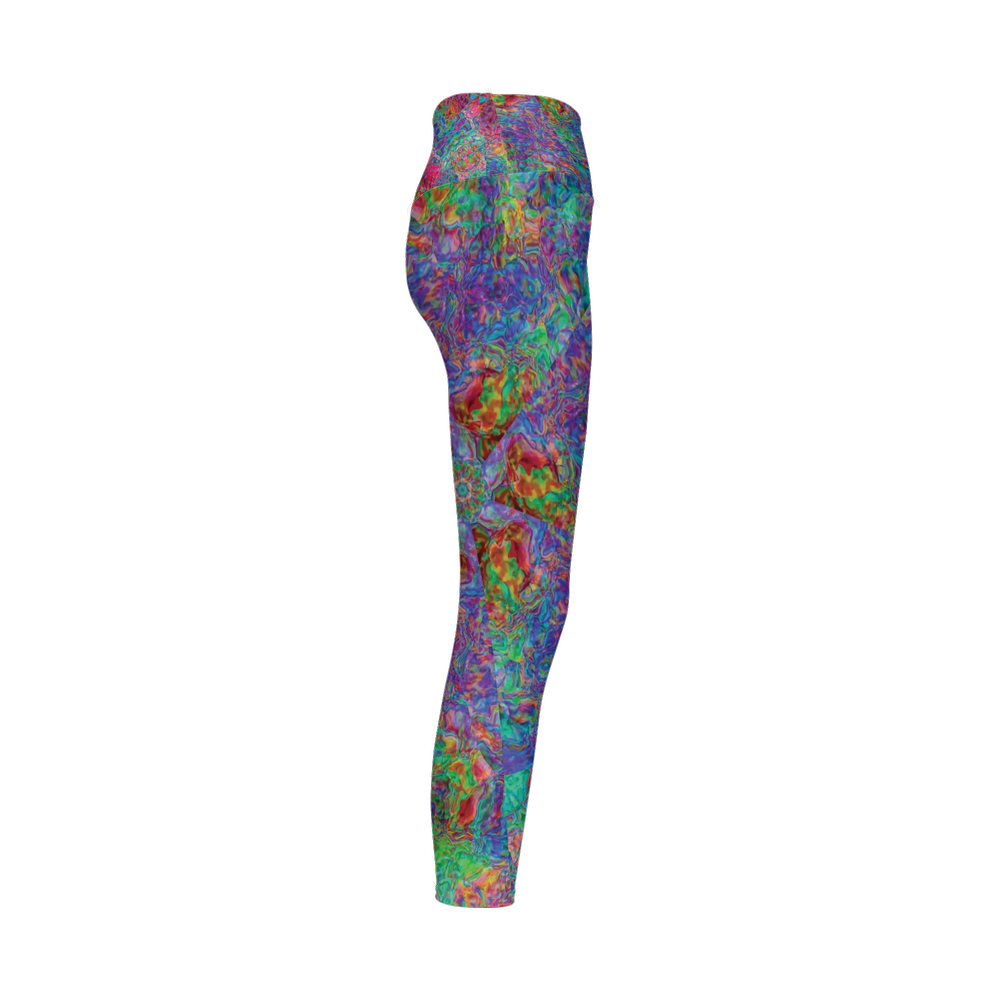 Chromatic Abstraction Women’s High-Rise Leggings 28" - Swagger Art Store |