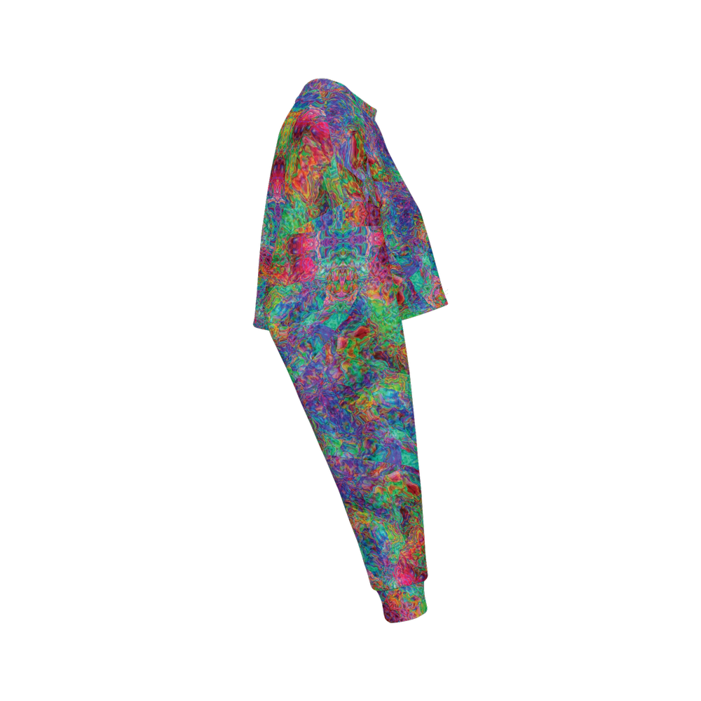 Chromatic Abstraction Women’s Cropped Crewneck Sweatshirt - Swagger Art Store |