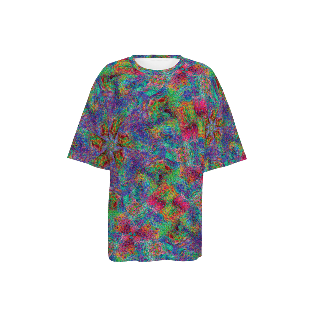 Chromatic Abstraction Women’s Oversized Short-Sleeve T-Shirt - Swagger Art Store |