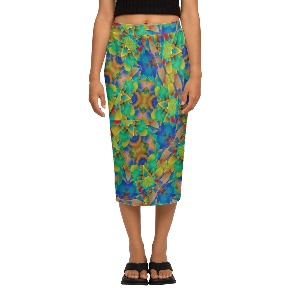 Colorful Chaos Women’s Back Split Pencil Skirt - Swagger Art Store |