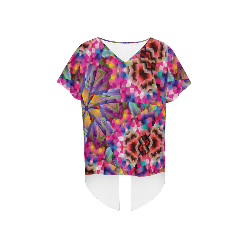 Colorful illusion Women's Open Back Short-Sleeve T-shirt - Swagger Art Store |