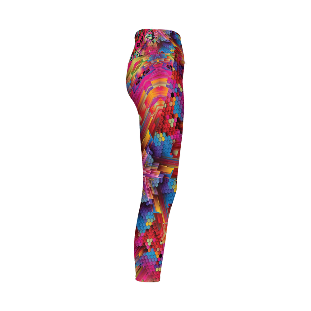 Abstract Color Explosion Women’s High-Rise Leggings 28" - Swagger Art Store |