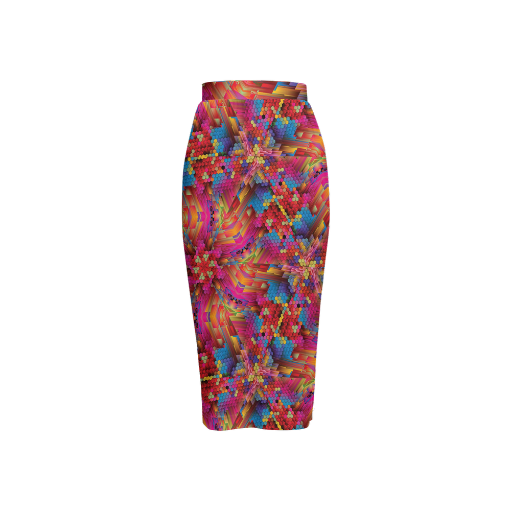 Colorful Spirals Women’s Back Split Pencil Skirt - Swagger Art Store |