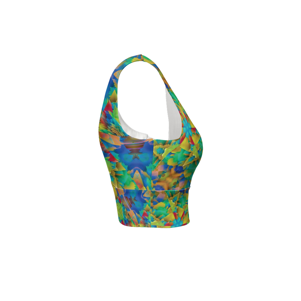 Colorful Chaos Women’s Longline V-Shape-Back Sports Bra - Swagger Art Store |