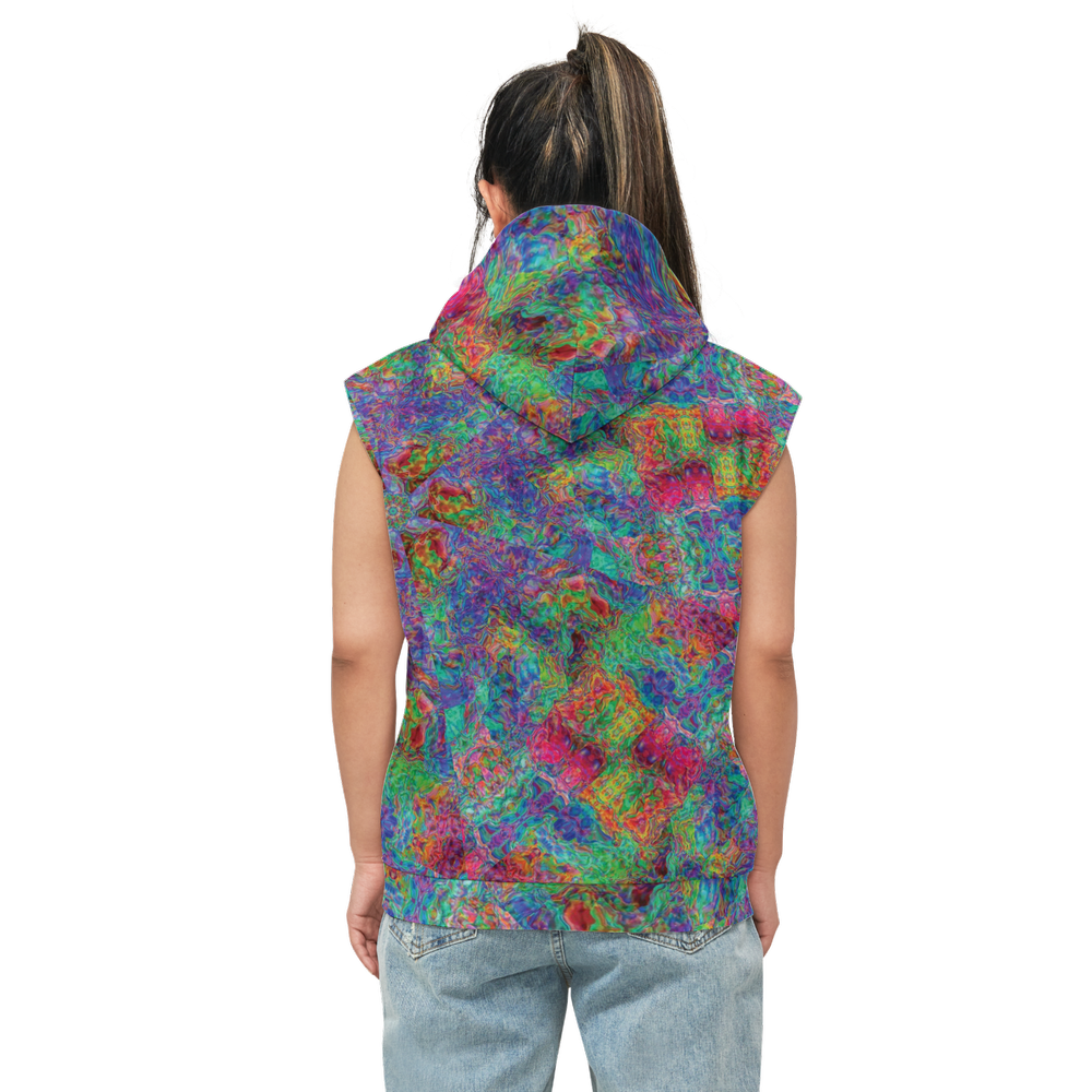 Chromatic Abstraction Unisex Regular Fit Sleeveless Pullover Hoodie - Swagger Art Store |