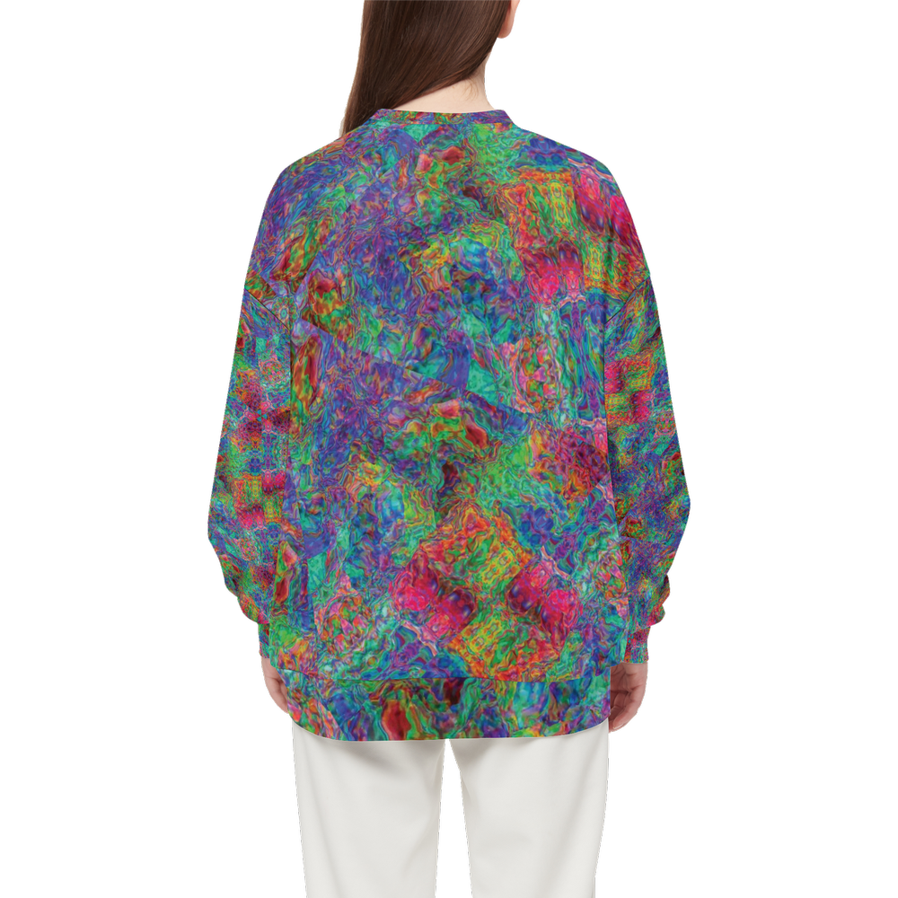 Chromatic Abstraction Women’s Relaxed Fit Crewneck Sweatshirt - Swagger Art Store |