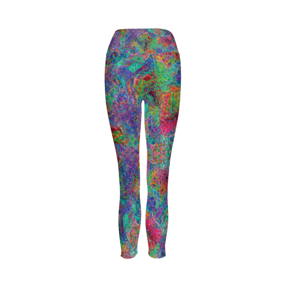 Chromatic Abstraction Women’s High-Rise Leggings 28" - Swagger Art Store |