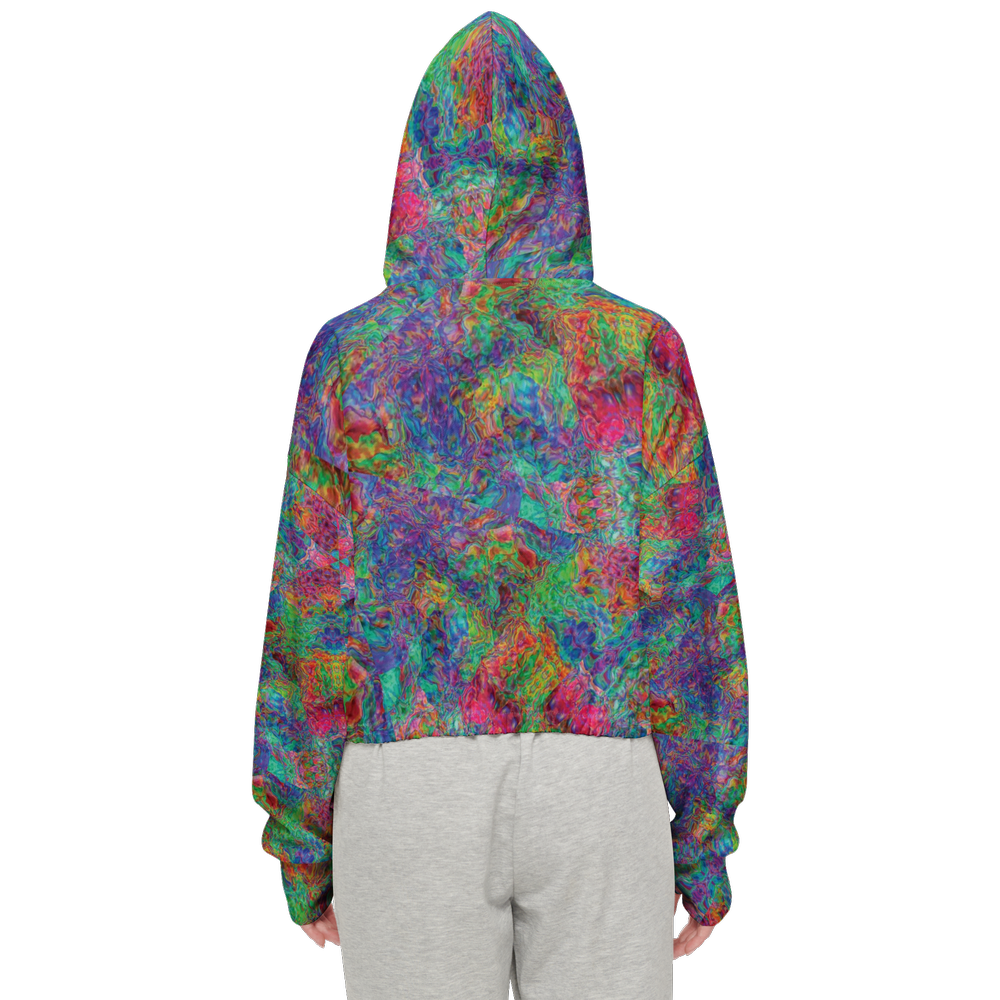 Chromatic Abstraction Women’s Cropped Full-Zip Jacket - Swagger Art Store |