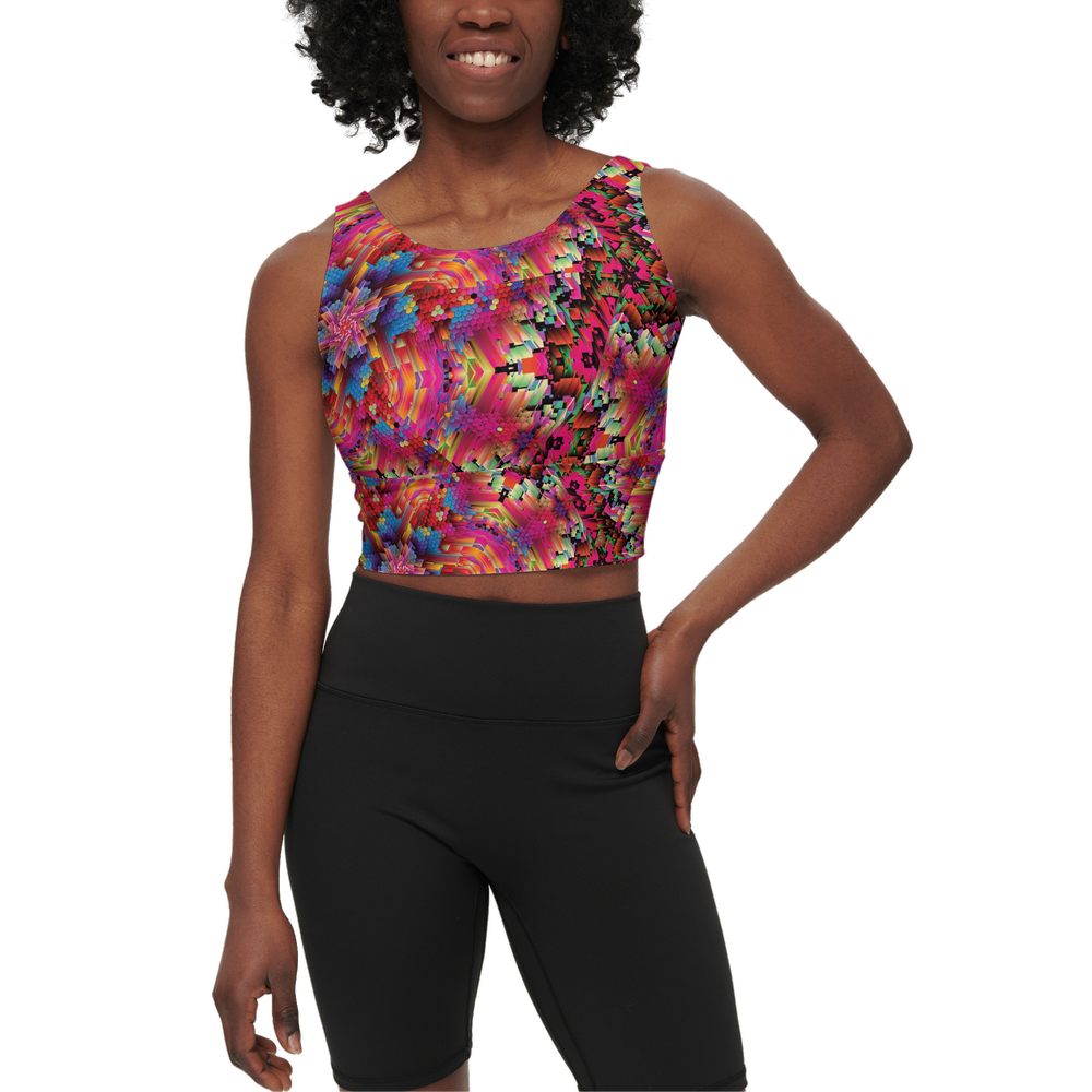 Abstract Color Explosion Women’s Longline V-Shape-Back Sports Bra - Swagger Art Store |