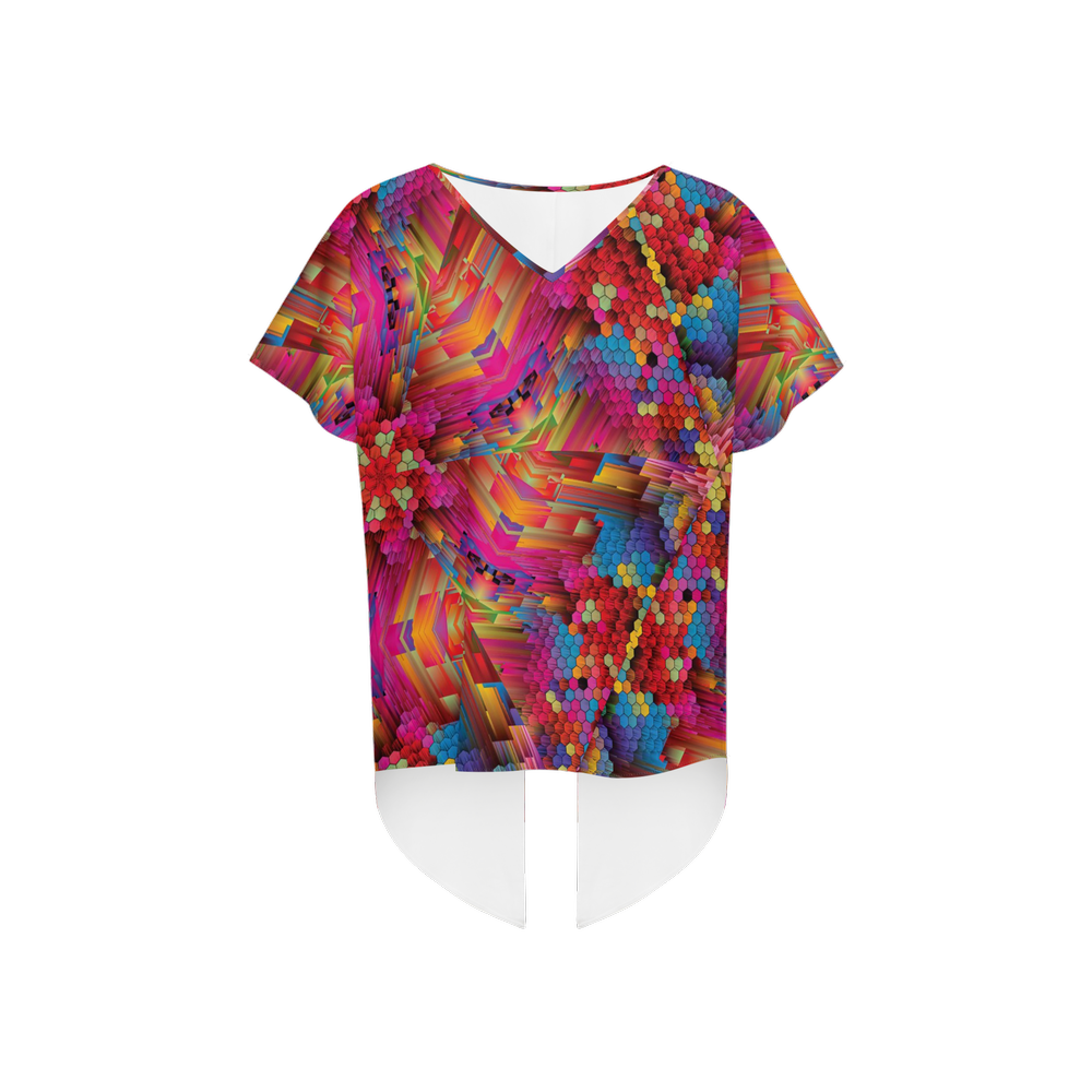 Colorful Spirals Women's Open Back Short-Sleeve T-shirt - Swagger Art Store |