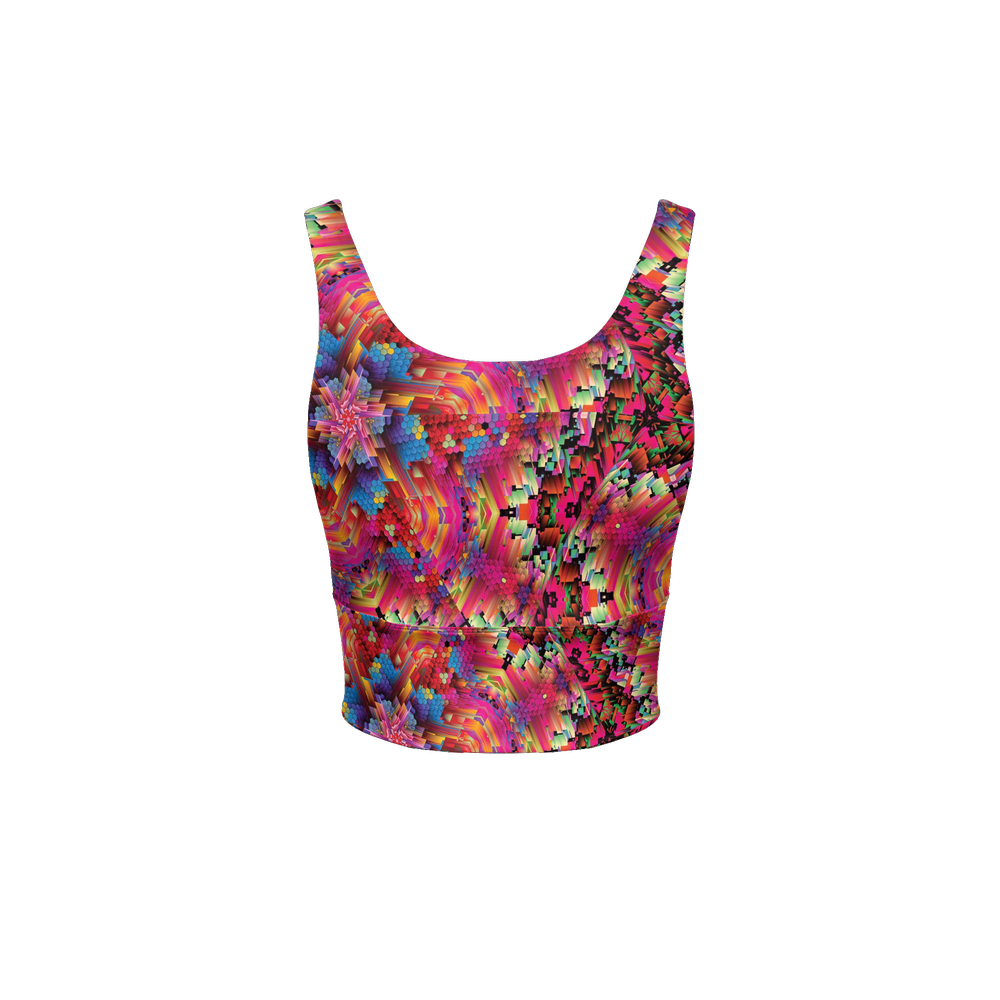Abstract Color Explosion Women’s Longline V-Shape-Back Sports Bra - Swagger Art Store |