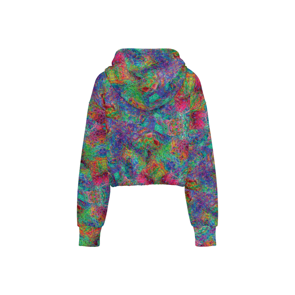Chromatic Abstraction Women’s Cropped Full-Zip Jacket - Swagger Art Store |