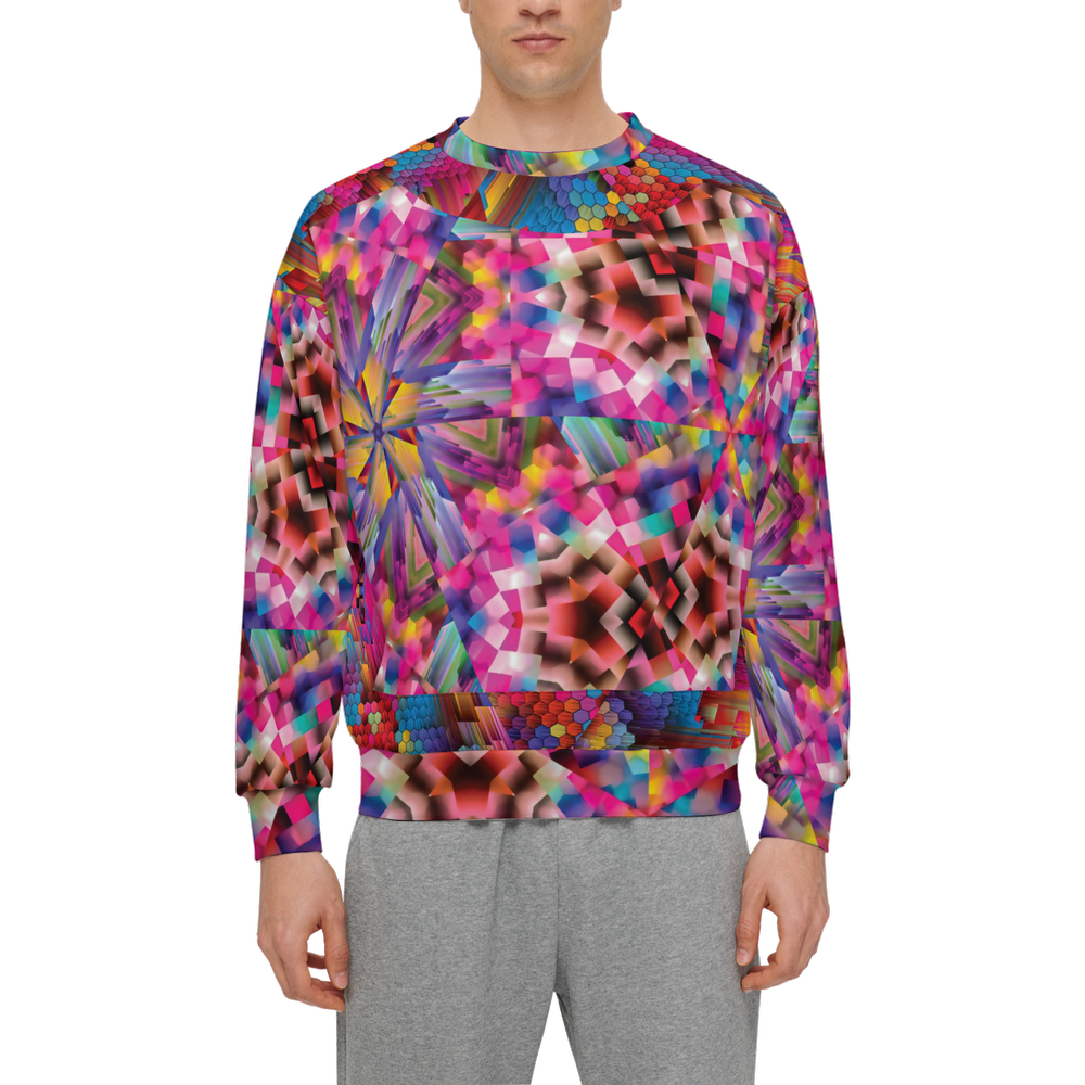 Colorful illusion Men’s Relaxed Fit Sweatshirt With Front Patch - Swagger Art Store |