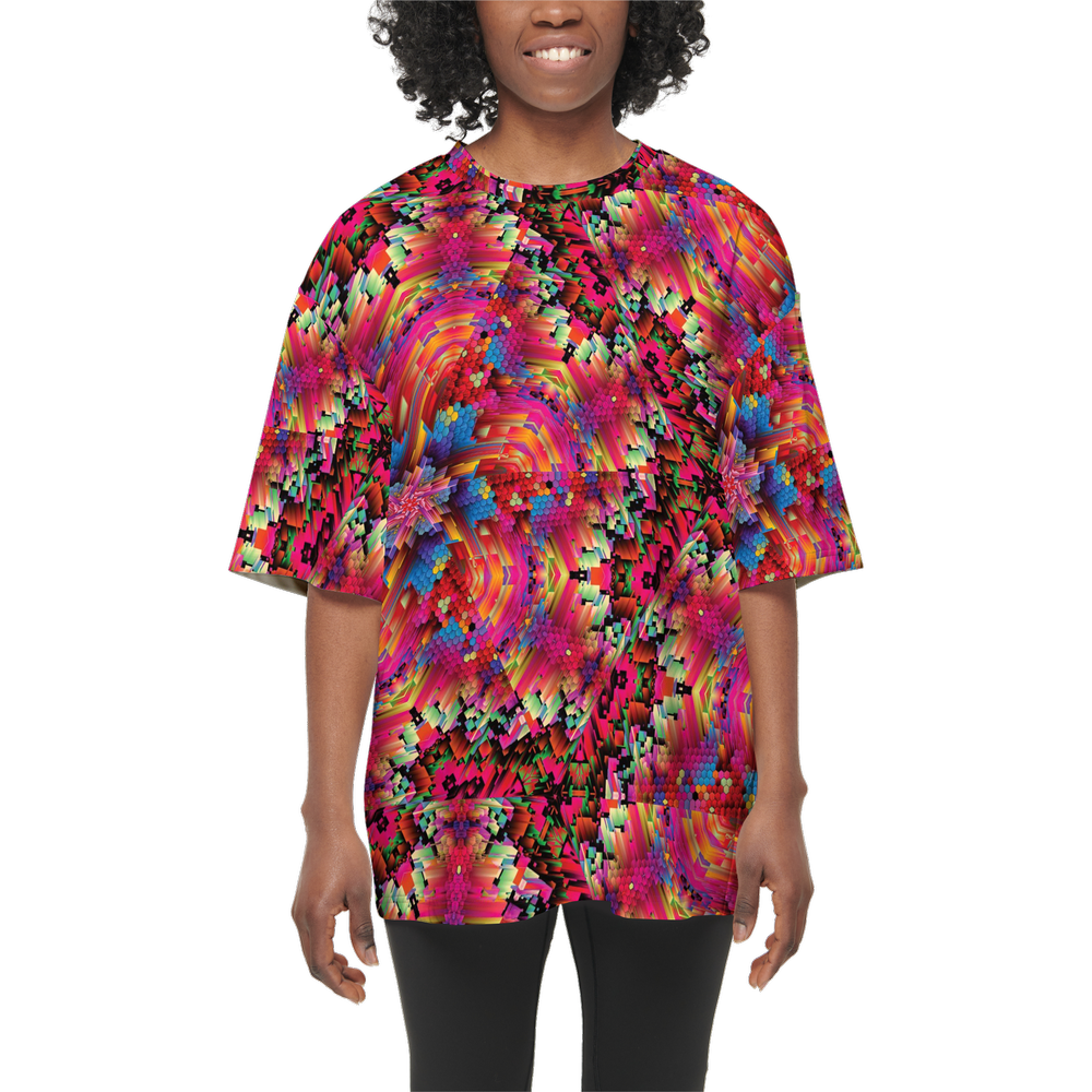 Abstract Color Explosion Women’s Oversized Short-Sleeve T-Shirt - Swagger Art Store |