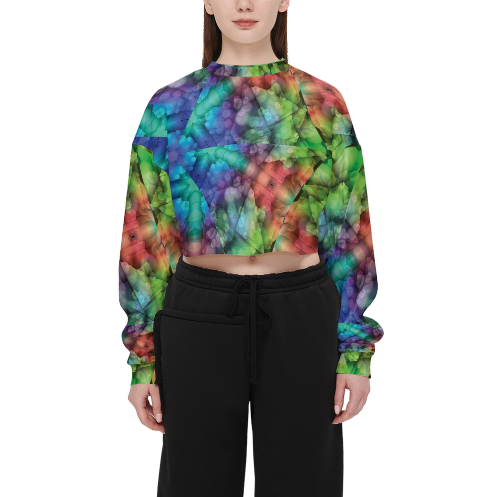 Colorful Dreams Women’s Cropped Crewneck Sweatshirt - Swagger Art Store |