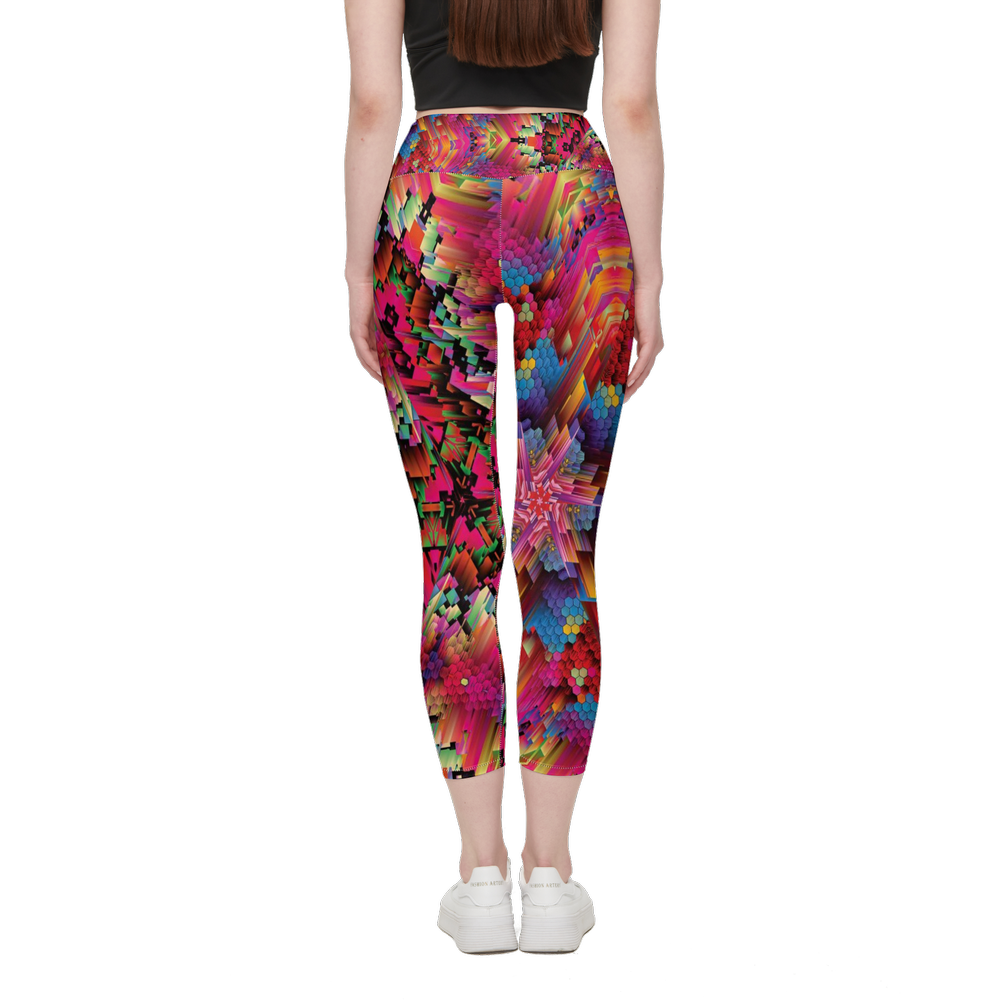 Abstract Color Explosion Women’s High-Rise Leggings 28" - Swagger Art Store |