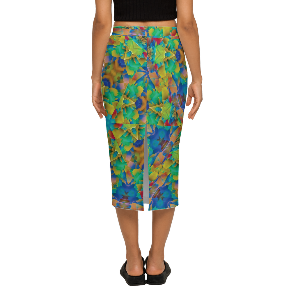 Colorful Chaos Women’s Back Split Pencil Skirt - Swagger Art Store |